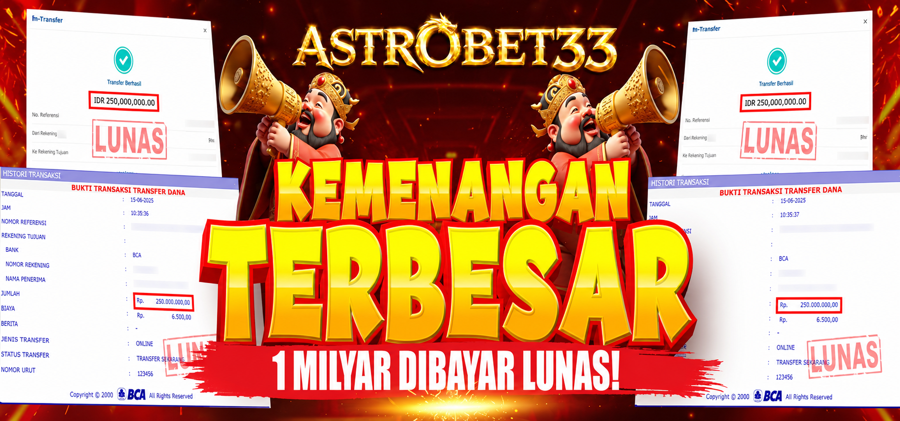 KEMENANGAN TERBESAR  RP1 MILIAR DIBAYAR LUNAS 
